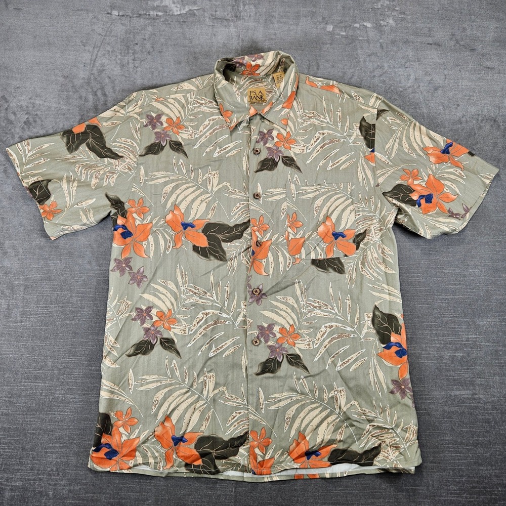 Jos. A. Bank Shirt Silk Hawaiian Floral Print Short Sleeve Mens Size M
